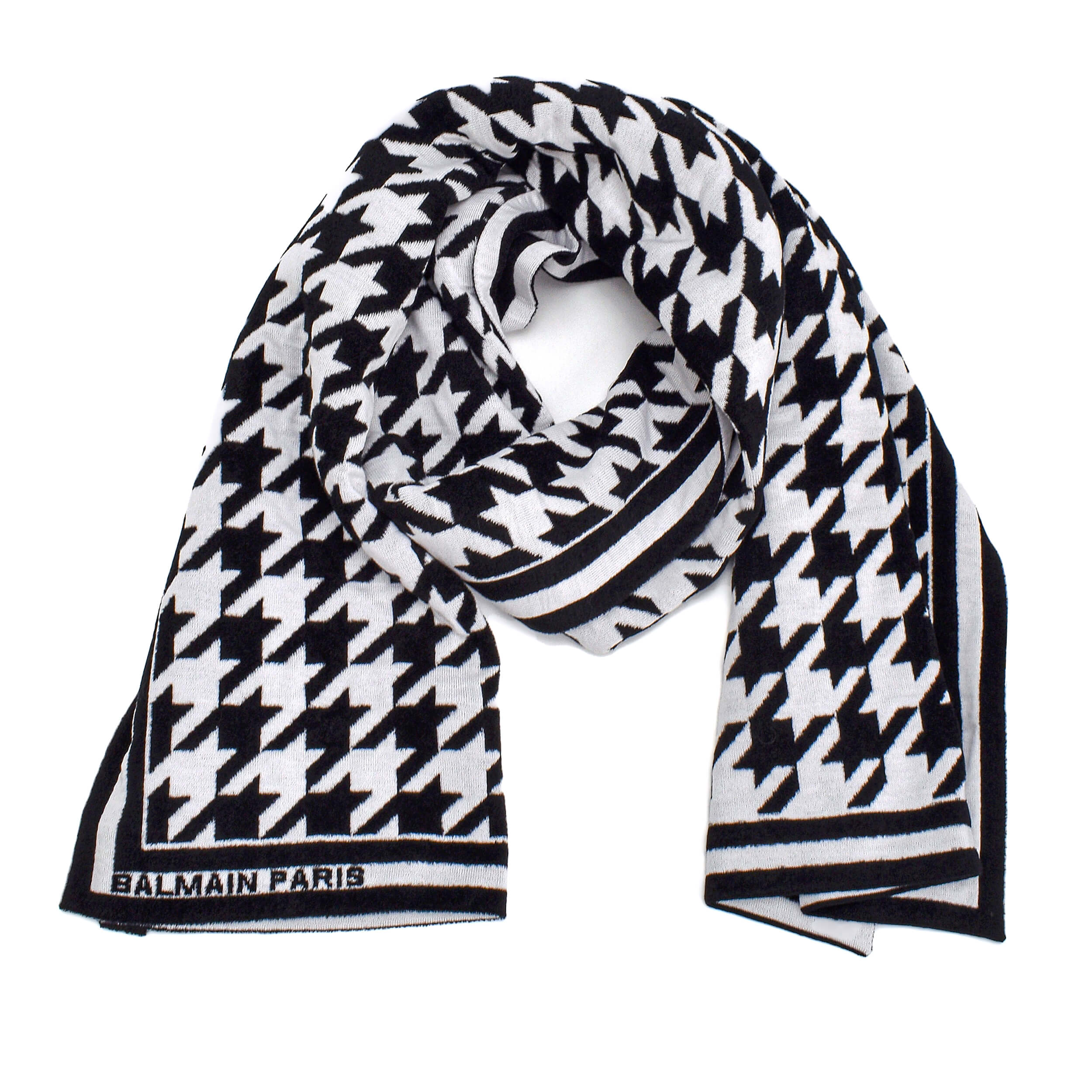 Balmain - B&W Crowbar Pattern Beanie&Scarf Set